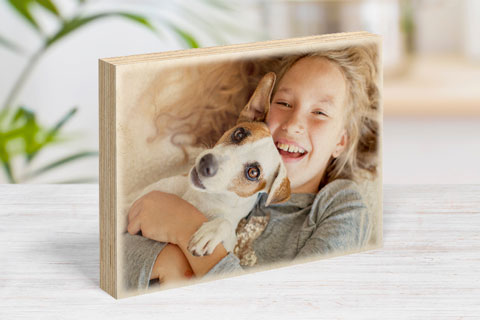 Houten blok met foto