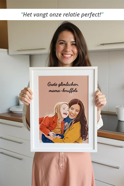 vrouw houdt een familieportret vast