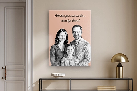 zeefdruk met familieportret