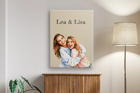 canvasafdruk van een op maat gemaakt portret van een stel