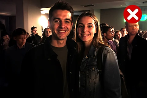 een portret van een stel bij gedempt licht