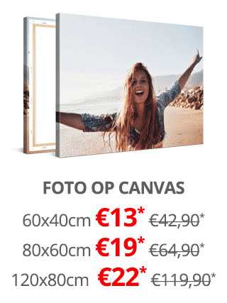 60x40cm Foto op Canvas voor €13*, 80x60cm voor €19* en 120x80cm voor €22*
