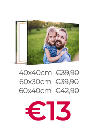 40x40cm, 60x30cm en 60x40cm Foto op Canvas voor €13 per print