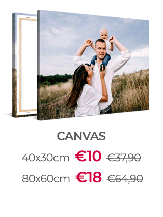 40x30cm Canvas Prints voor €10 en 80x60cm voor €18
