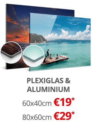Foto op Plexiglas of Aluminium: 60x40cm €19* en 80x60cm €29*