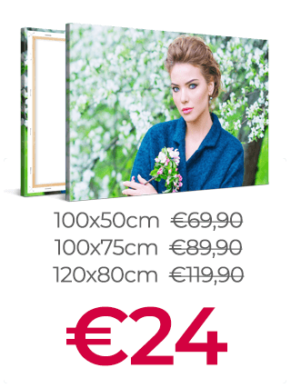 100x50cm, 100x75cm en 120x80cm Foto op Canvas voor €24 per print