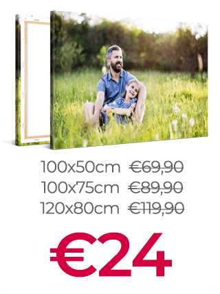 100x50cm, 100x75cm en 120x80cm Foto op Canvas voor €24 per print