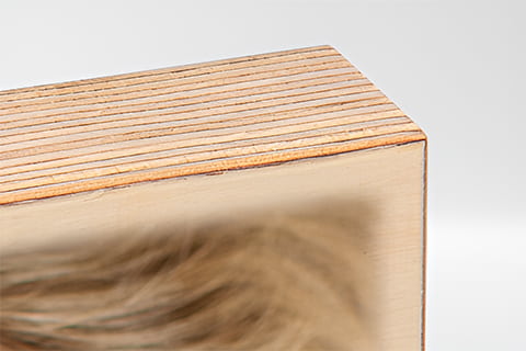 Houten blok met foto detailweergave