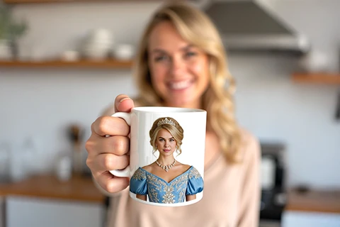mok met gepersonaliseerd koninklijk portret