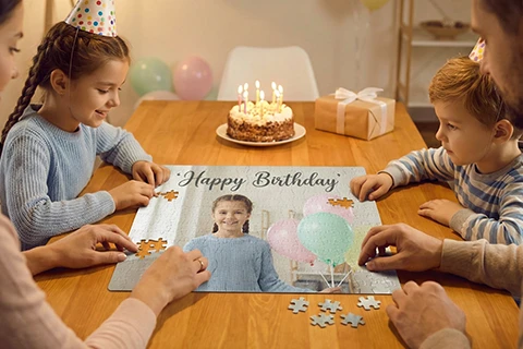 milestone celebration with photo puzzle
